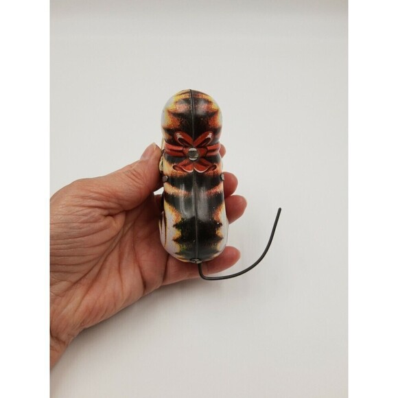 Vintage Wind Up Tin Metal Cat With Ball  Litho Toy No Key - Picture 8 of 9